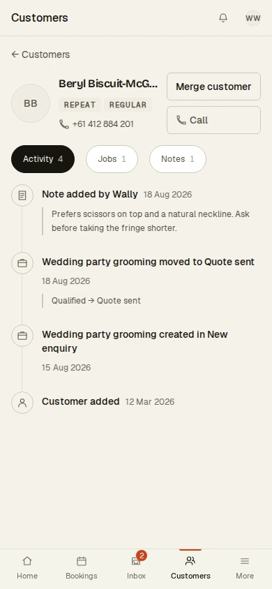The real Pressly customer record with contact details and activity