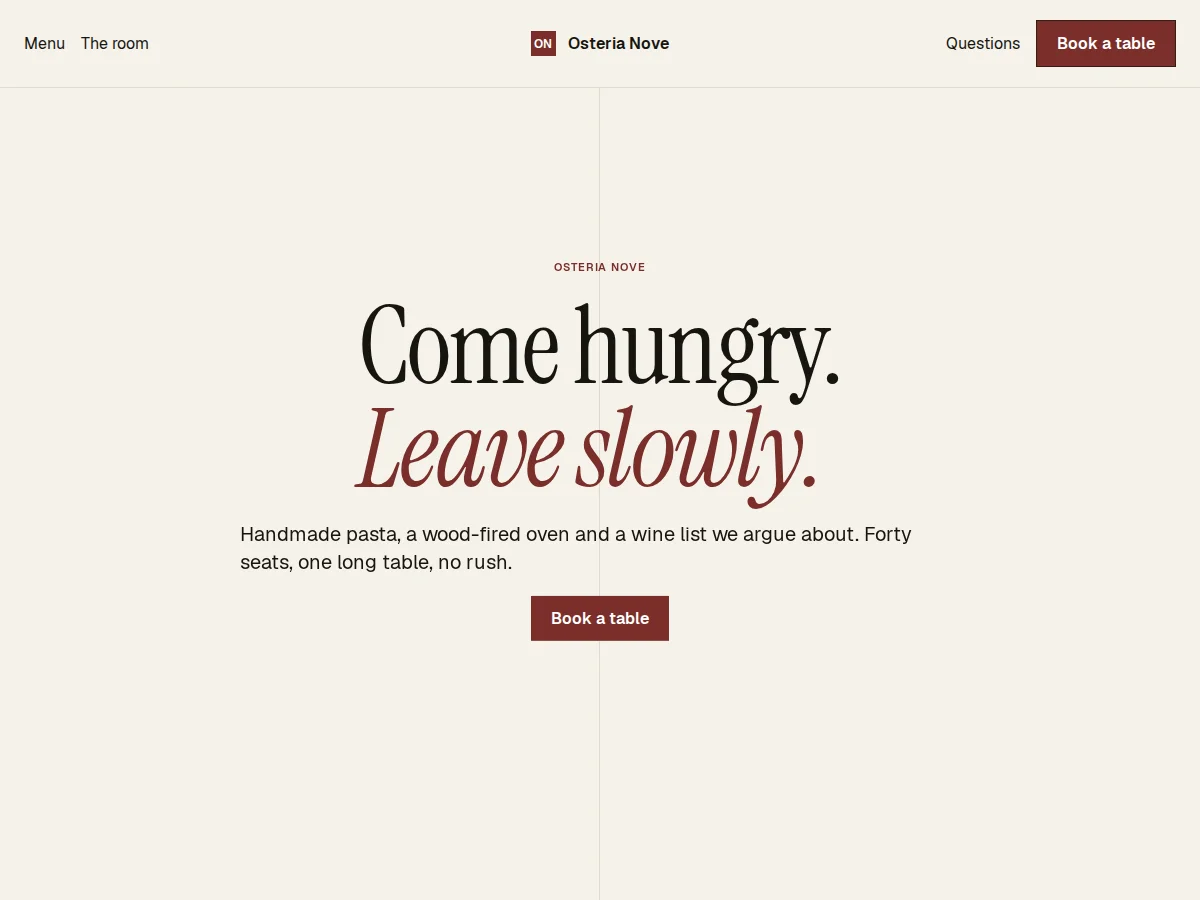 The Table website design
